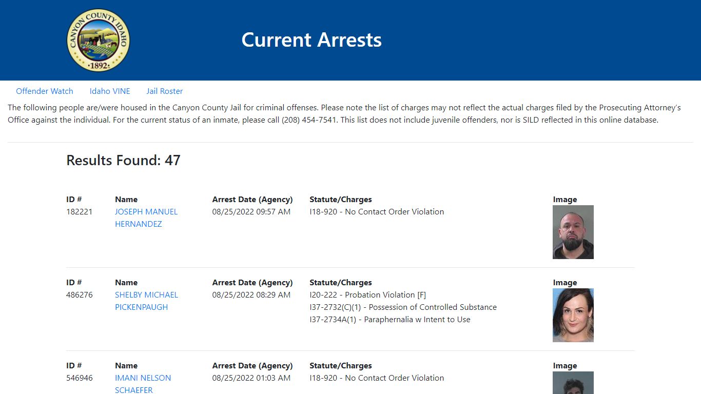 Current Arrests